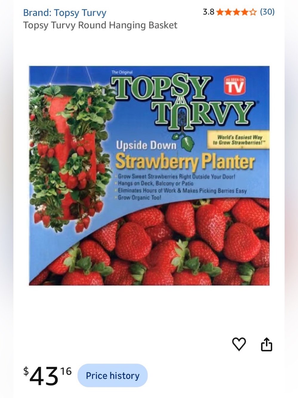 As Seen On TV Topsy Turvy Upside Down Strawberry Planter